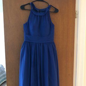 Royal Blue Azazie Knee Length Dress with Pockets